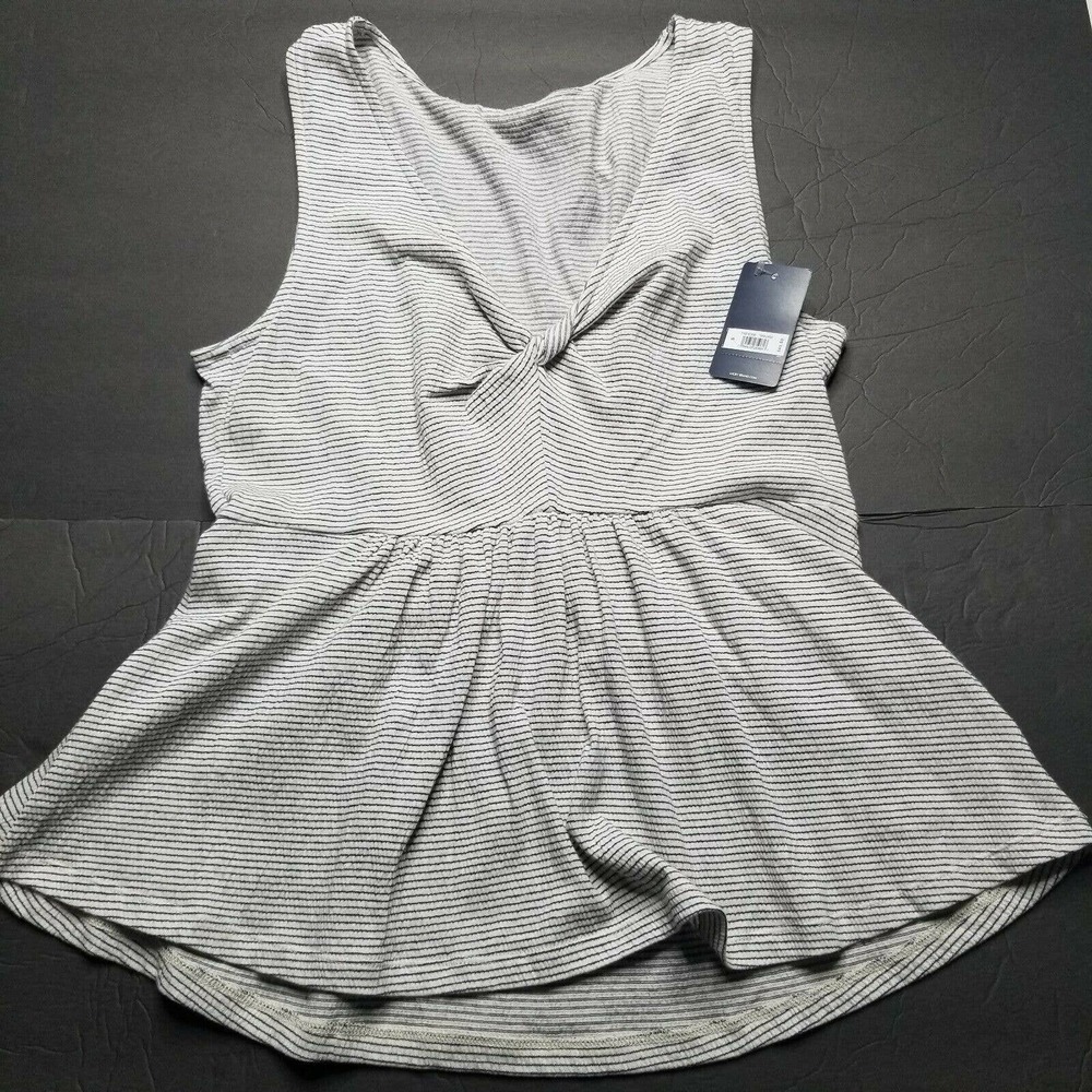 Lucky Brand White Twist Front Stripe Tank Top Smal